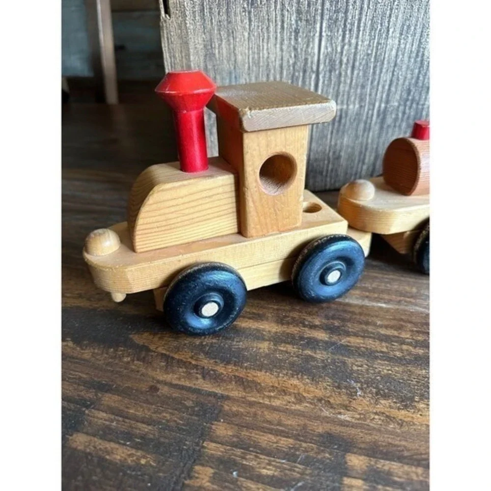 Train Set Vintage Wood S‎ & V Toys Locomotive & 4 Cars Davenport Iowa 8